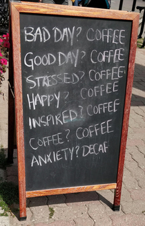 Coffee shop sign in Kawartha Lakes has all the answers
