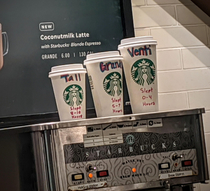 Coffee size guide spotted at the Las Vegas Convention Center