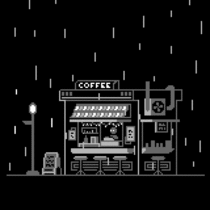 Coffee Stall in the Rain pixel art by me