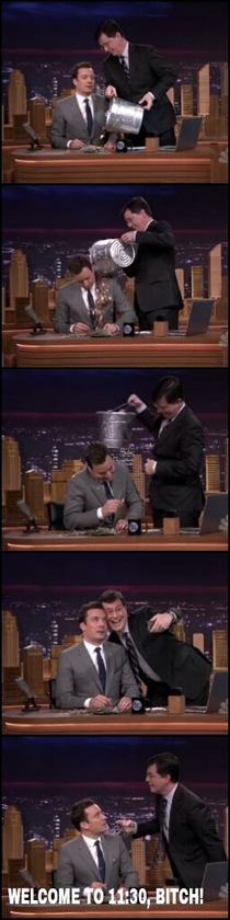 Colbert bet Jimmy Fallon  he would never host The Tonight Show Last night he made good on that bet