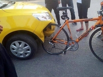 Collision between a Chinese car and a German bike