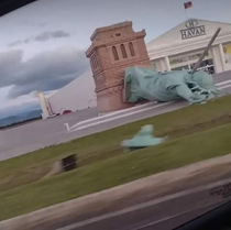 Communist winds bring down statue of liberty