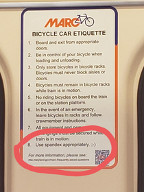 Commuter train bicycle car etiquette