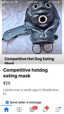 Competitive hot dog eating mask