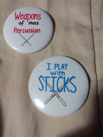 cool pins at a marching band competition
