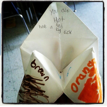 Cootie catcher confiscated froma rd grader