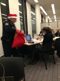 Cop came into my Universitys library with candy canes shouting Ho Ho Ho from the Po Po Po