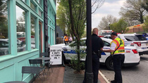 Cops crashed into a donut shop