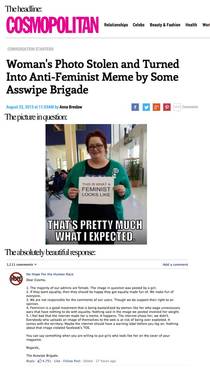 Cosmo publishes online article about This is What a Feminist Looks Like meme No Hope for the Human Race responds