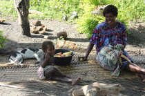 Couple of mates and myself went to Tanna island of Vanuatu to build a house for a village I asked to take a photo of a local kid and they agree But the mum leans over and whispers something into the kids ear and then this happened