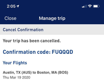 Cousin cancelled his flight today Check the confirmation code