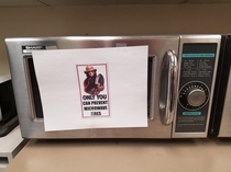Coworker almost started a fire in the microwave on Monday Found this today