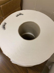 Coworker left her eyelashes in bathroom Female equivalent to googly eyes 