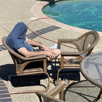 Dad bald wanted to sit outside and enjoy the weather but didnt want his head to sunburn but also didnt want to come back inside to grab his hat