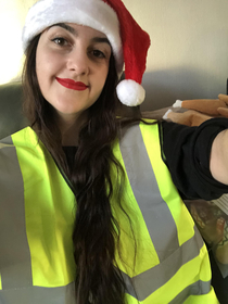 Dad chose a present for me this year without mums help Merry Christmas from me and my new XL-sized high-vis
