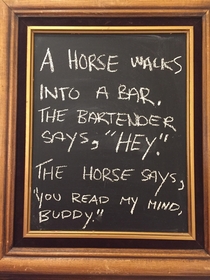 Dad joke as found in a bar