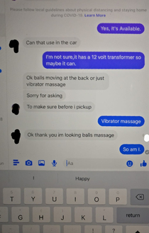 Dad trying to sell massager on marketplace