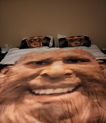 Daughters got us these for Christmas Decided to put them on the bed for us since we kept forgetting
