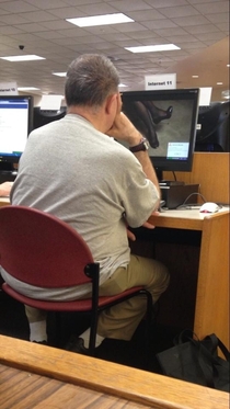 Dedication at its finest Every Friday at the library with his foot videos