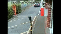 Defenseless gate attacked by rogue cyclist