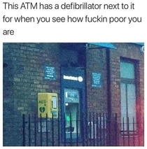 defibrillator next to an ATM