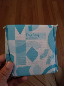 Definitely not the message I wanted to see on a sanitary napkin