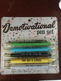 Demotivational pens