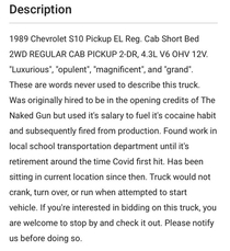 Description of a Truck at a County Auction