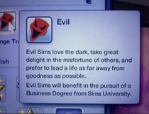 Description of the Evil trait The Sims 