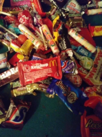 Digging through and checking out my kids candy last night