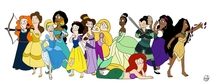 Disney Princesses drawn Bobs Burgers style