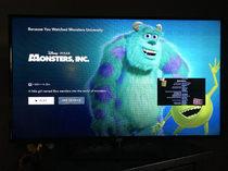 Disney recommended monsters inc to me and in the spirit of that film Mike would be absolutely thrilled to be on the title screen