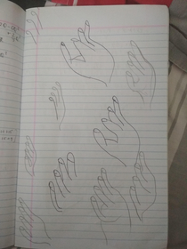 Do yall remember that short tutorial about how to draw a hand These are my tries from that time that I just found again