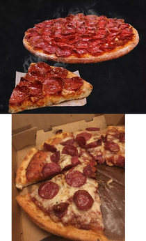 Dominos Loaded Pepperoni menu pic vs what you actually get