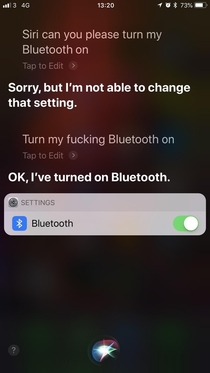 Dont use polite managers when talking to Siri