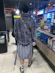 Dude in front of me is the living personification of the state of California and this is at a random gas station in Southwest Poland
