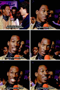 Eddie Murphy at the premiere of Purple Rain 