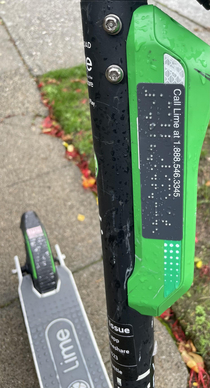 Electric scooter has Braille instructions