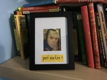 Elf on a shelf It says be good in Elvish