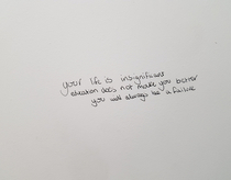Encouraging words of motivation on a toilet wall in my university
