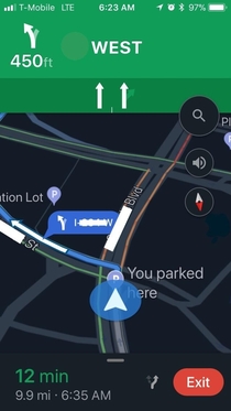 Every morning I hit the same long stop light to get onto the interstate and so my phone assumes I regularly park here