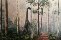 Every time my Mother-in-Law paints a landscape I photoshop in a dinosaur much to her consternation