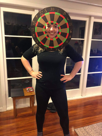 Every week we do a Lockdown Quiz with another family through Zoom this weeks theme was sports and my sister came as a dartboard