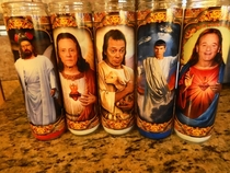 Every year my dad gets us odd religous candles around the holidays This year he really outdid himself