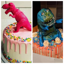 Expectation vs reality A -year olds dinosaur birthday cake