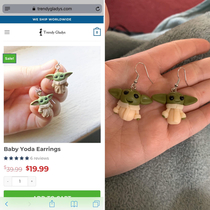 Expectation vs Reality Baby Yoda Earrings