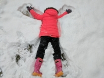 Explained how to make snow angels to my kids Forgot one important detail