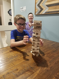 Falling tower captured Perfect FatherSon moment