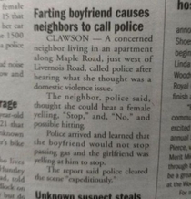 Farting boyfriend causes neighbors to call police