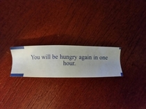 Finally received a prediction from a fortune cookie that came true